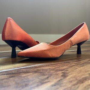 Orange Satin Kitten Heel